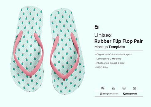 CreativeMarket - Unisex Rubber Flip Flop Pair Mockup 6191906