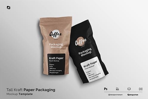 CreativeMarket - Tall Kraft Paper Packaging Mockup 6326255