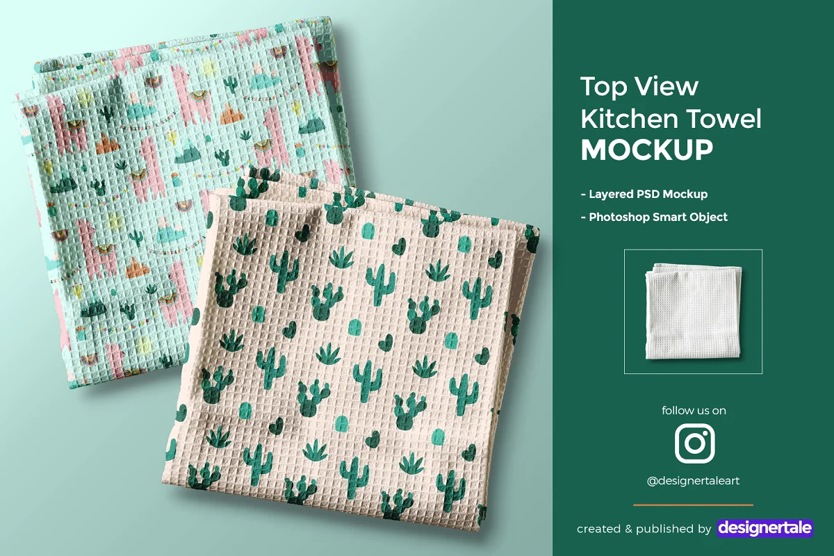 CreativeMarket - Top View Kitchen Towel Mockup 4431975