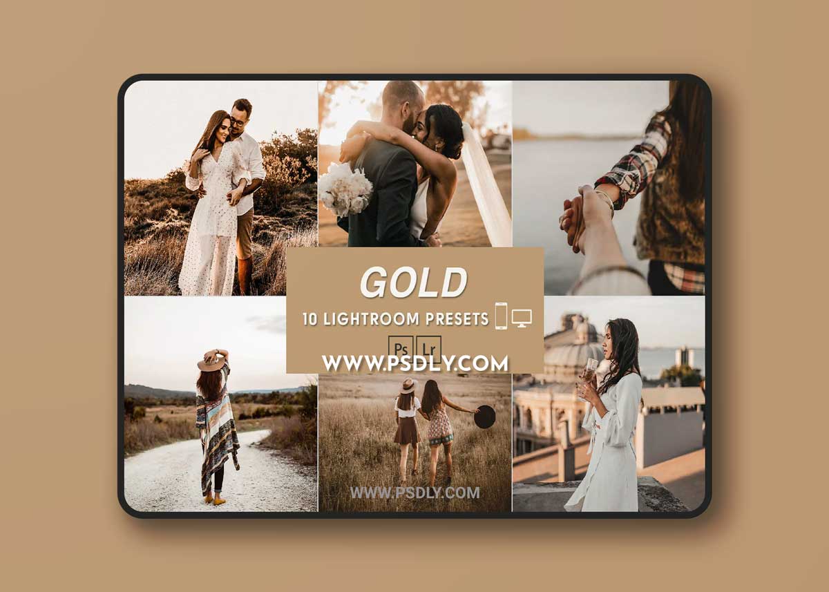 10 Gold Brown Desktop & Mobile Lightroom Presets