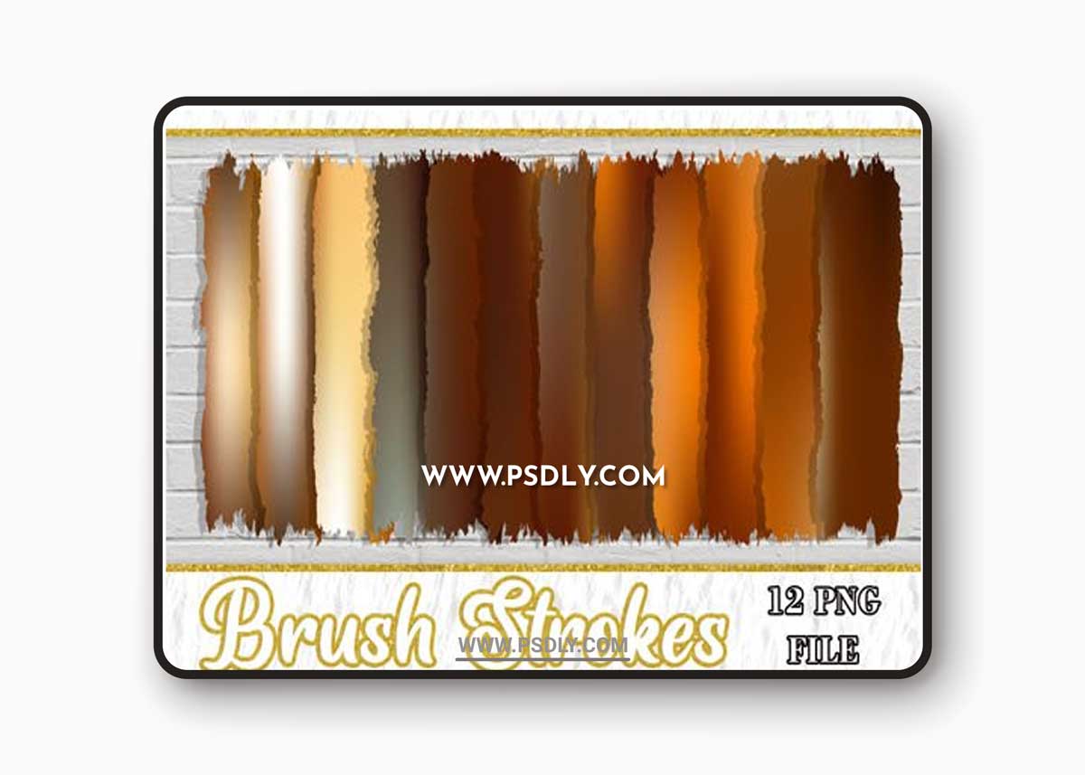 12 Gradient Brush Strokes Cliparts