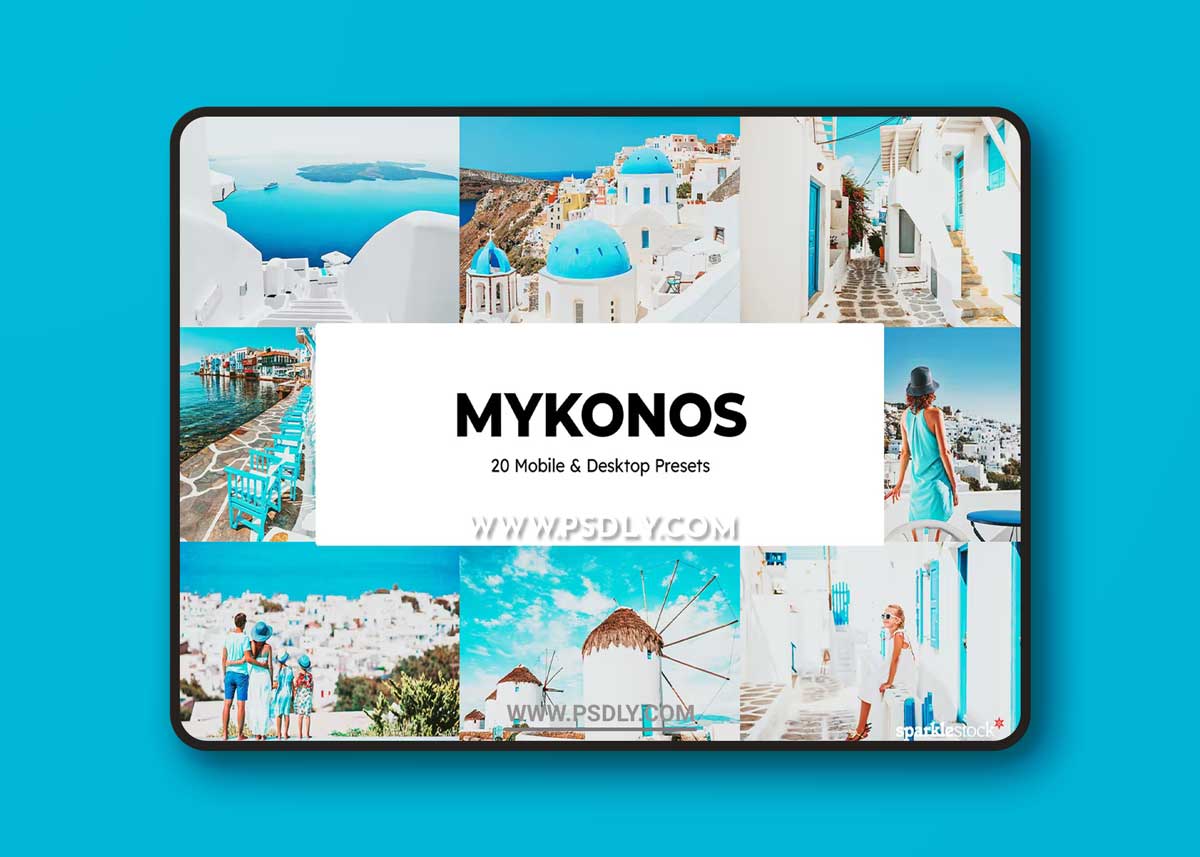 20 Mykonos Lightroom Presets and LUTs DL8B52L