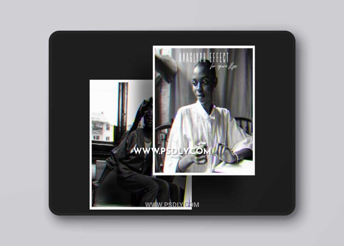 Anaglyph photo effect for square flyer