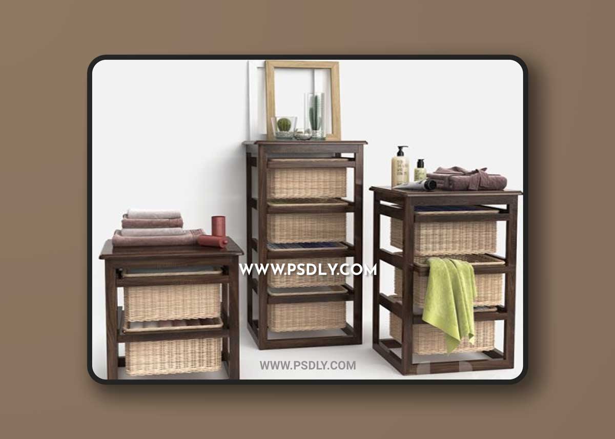 Bathroom furniture with baskets model LAUNDRY wenge
