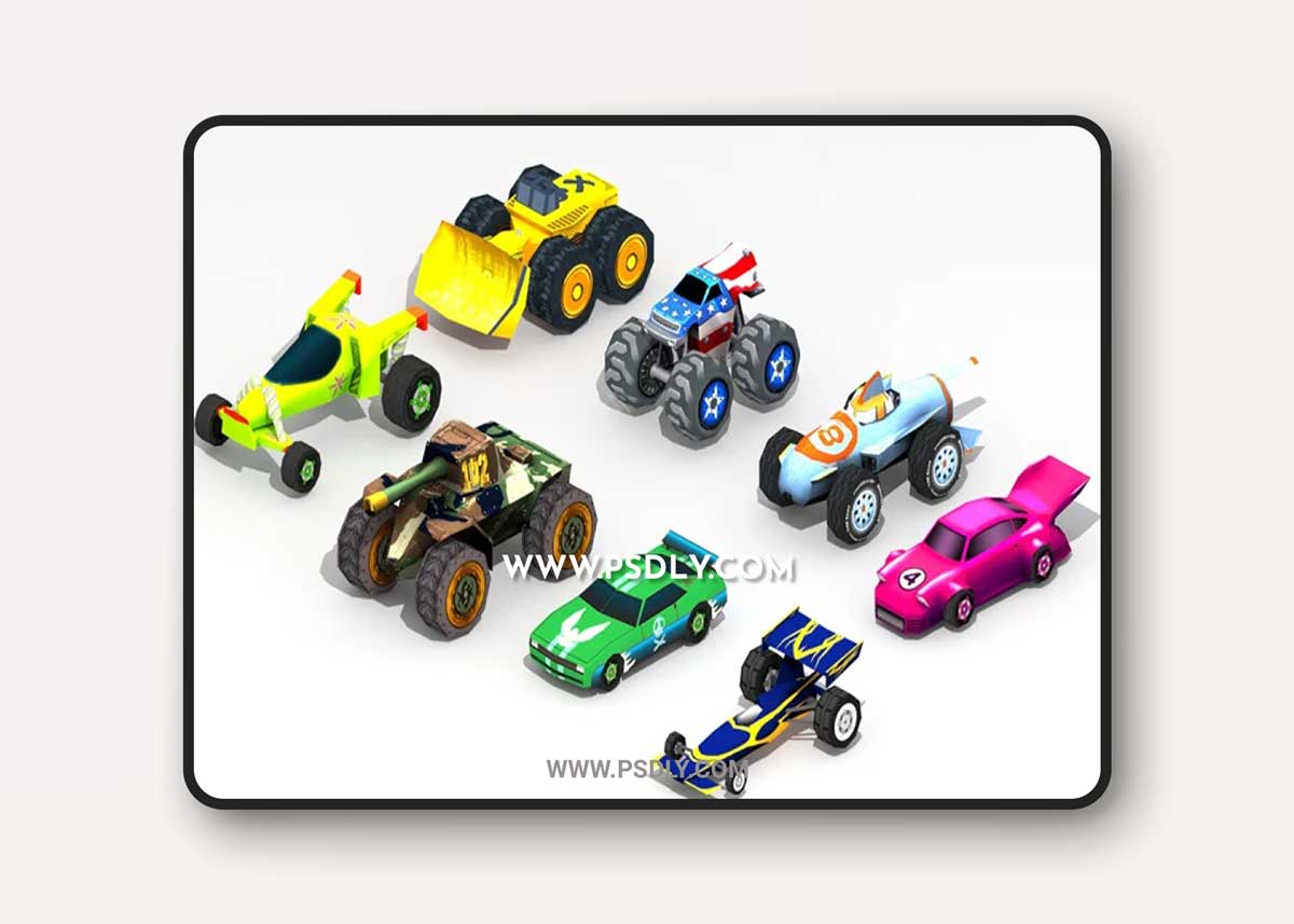 Cartoon Cars toys Low Poly 3d model Model o93070