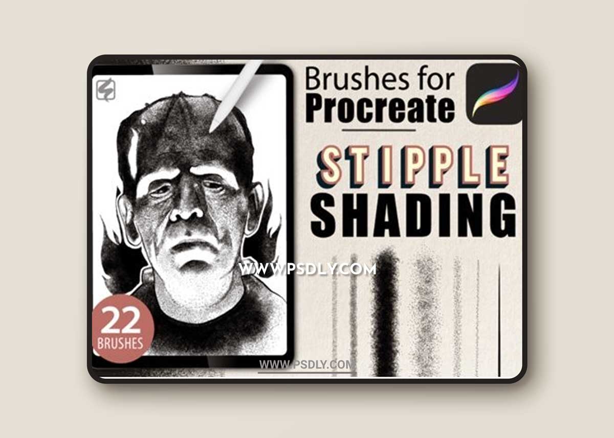 CreativeMarket - 22 Procreate Brushes - Stipple Shading 3825649