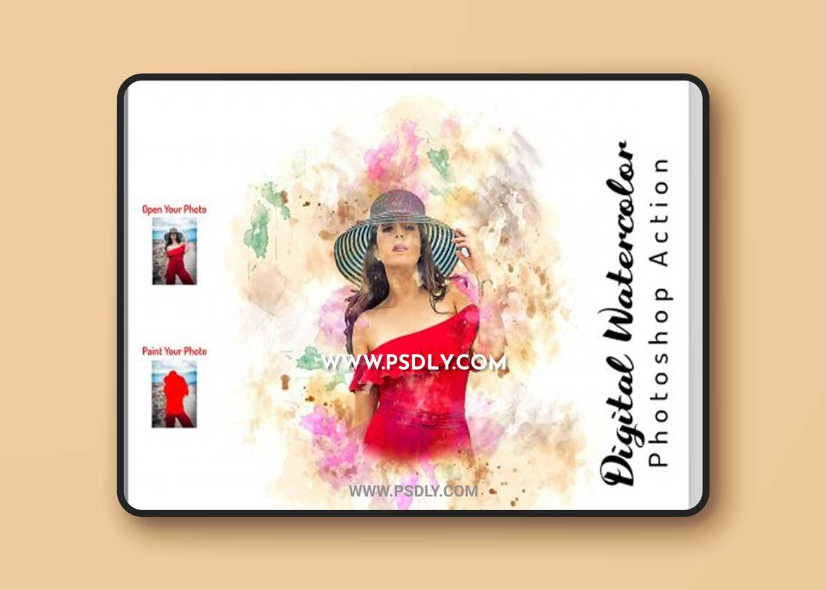 CreativeMarket - Digital Watercolor PS Action 6712699
