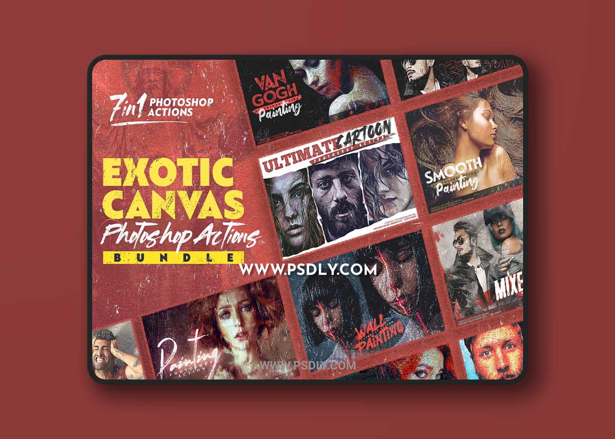 CreativeMarket - Exotic Canvas PS Actions Bundel 6617982