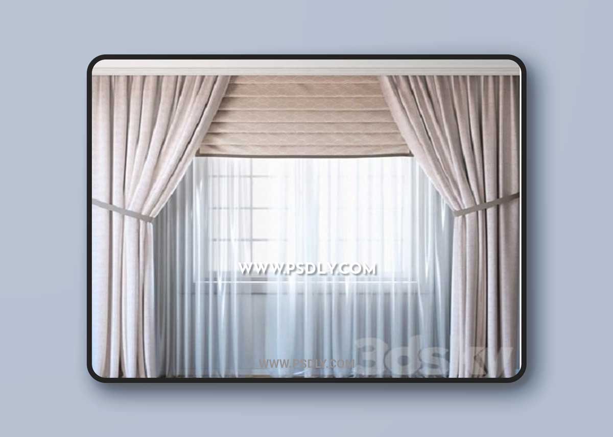 Curtains with Roman curtain and tulle set 03 3D Models