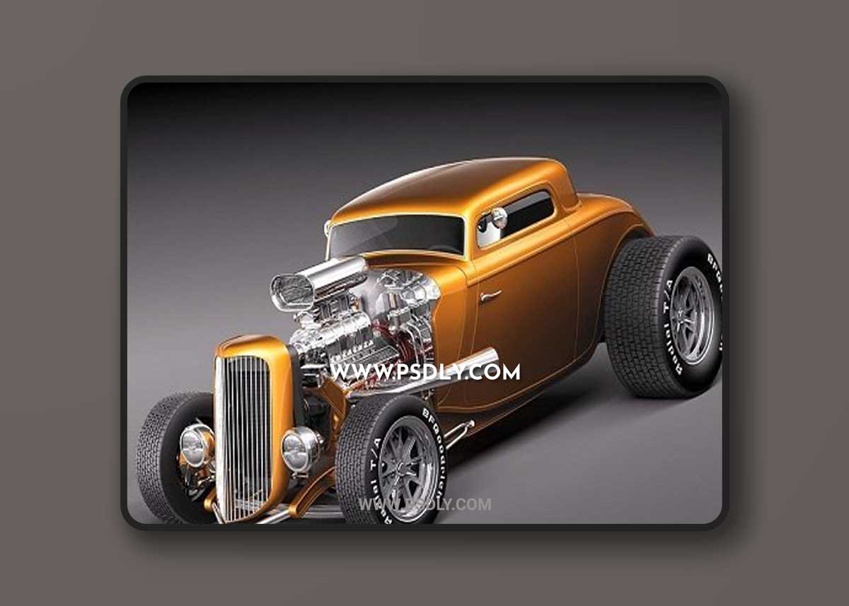 Ford 1934 3 window coupe Hot Rod 3D Models