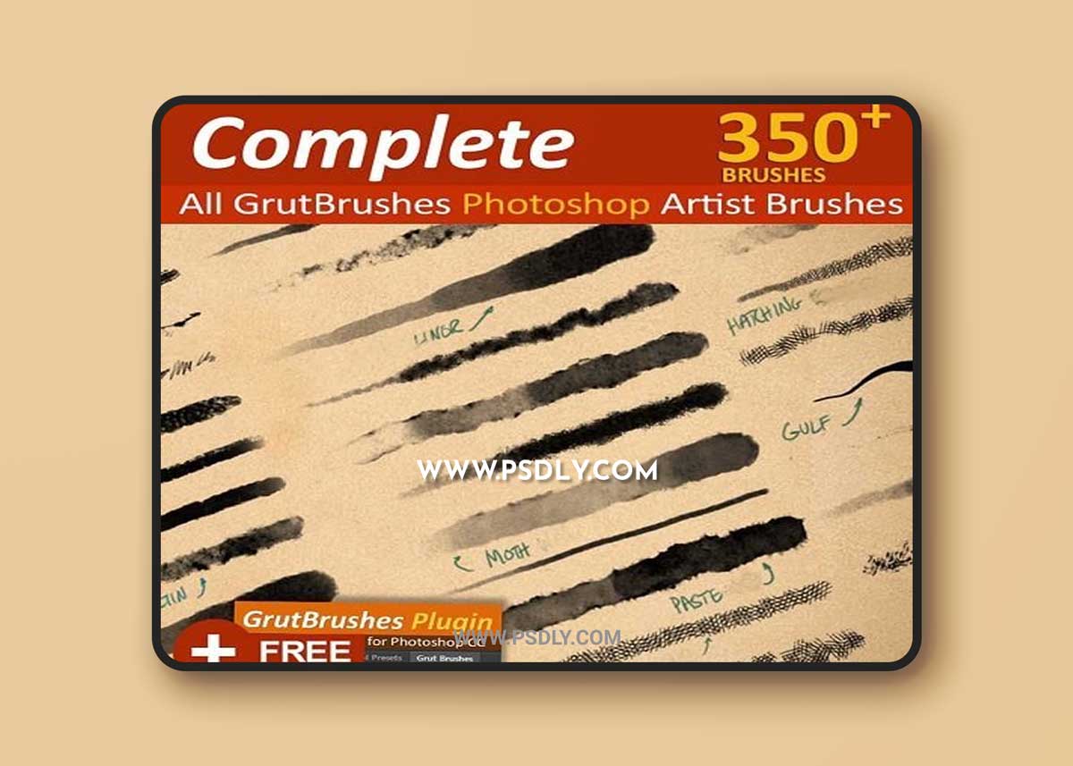 GrutBrushes Art Brushes Complete – 350 Photoshop Brushes