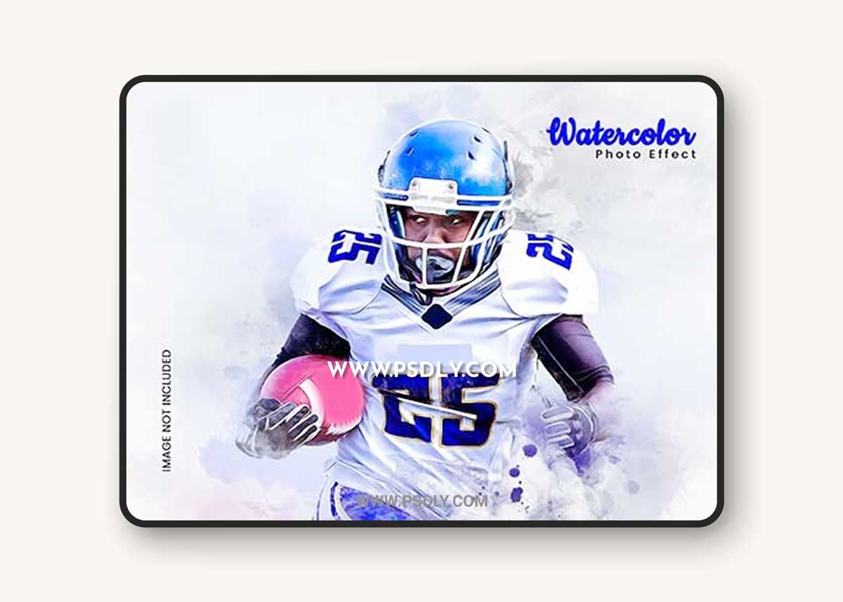 Mixed media watercolor photo effect template