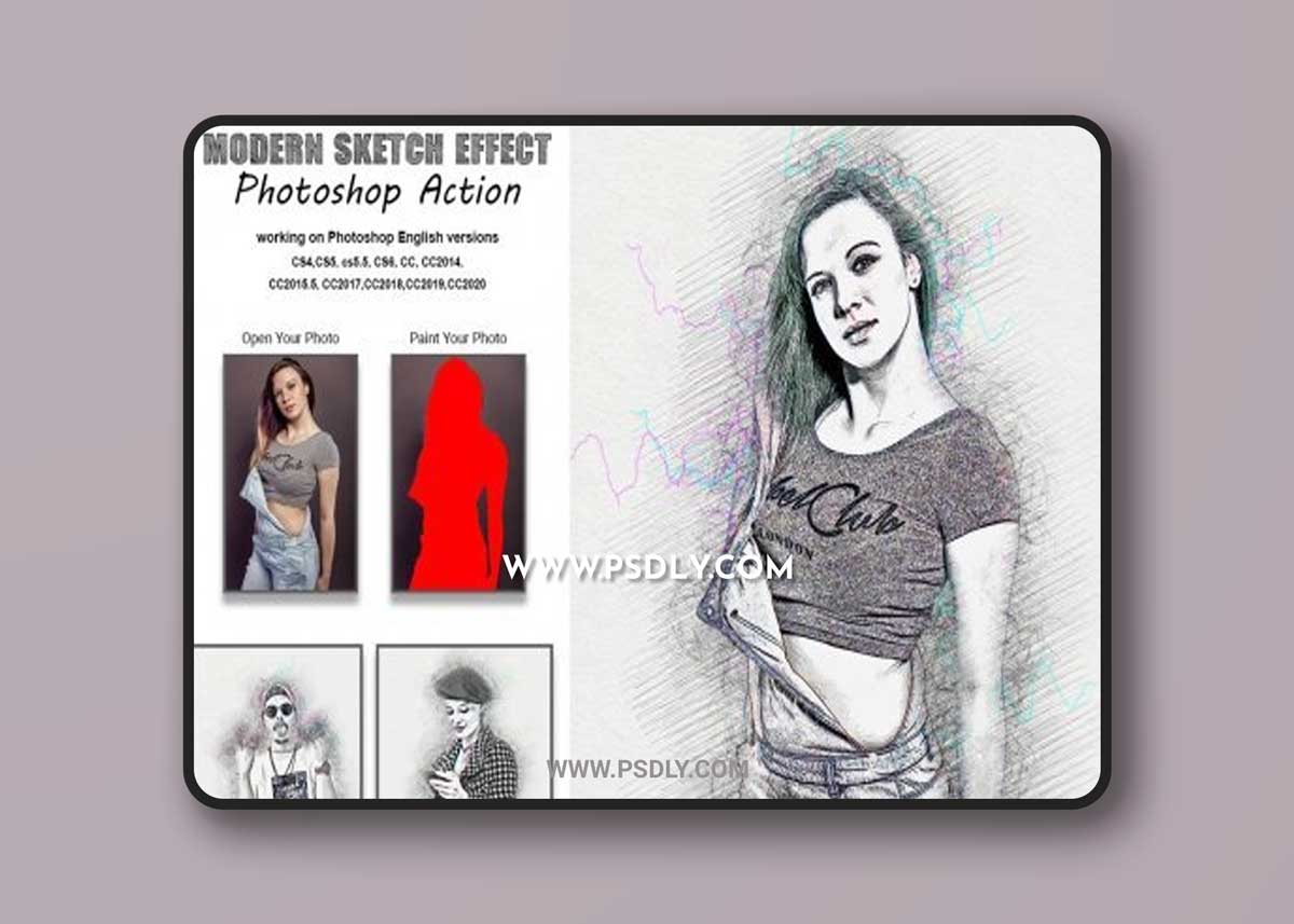 Modern Sketch Effect PS Action 5404495