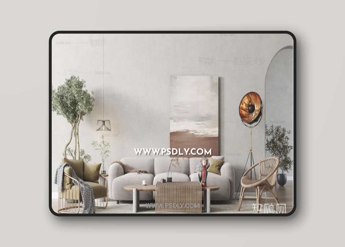 Nordic sofa and coffee table combination 3D Models