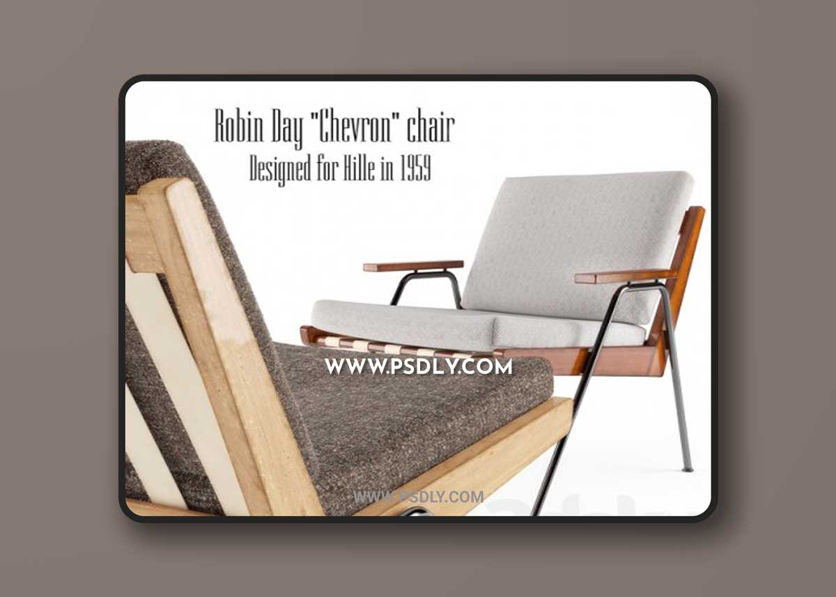 ROBIN DAY CHEVRON CHAIR HILLE 1959 3D Models