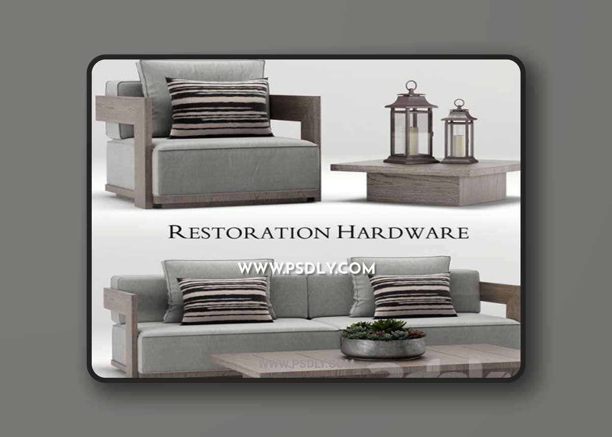 Restoration Hardware Milano teak sofa 3D Models