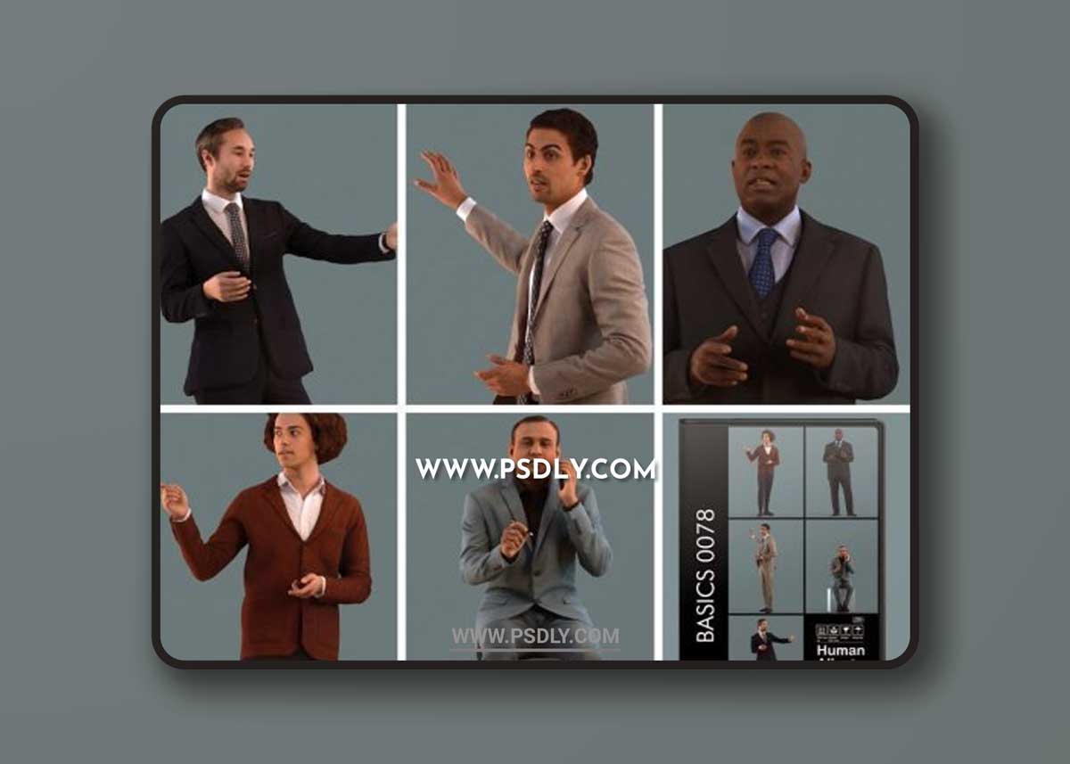 Set of 3D men presenting a project