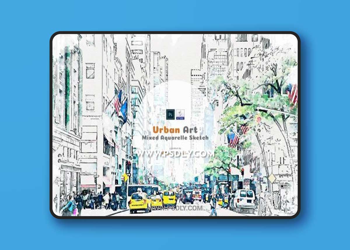 Urban Art - Mixed Aquarelle Sketch 4080875