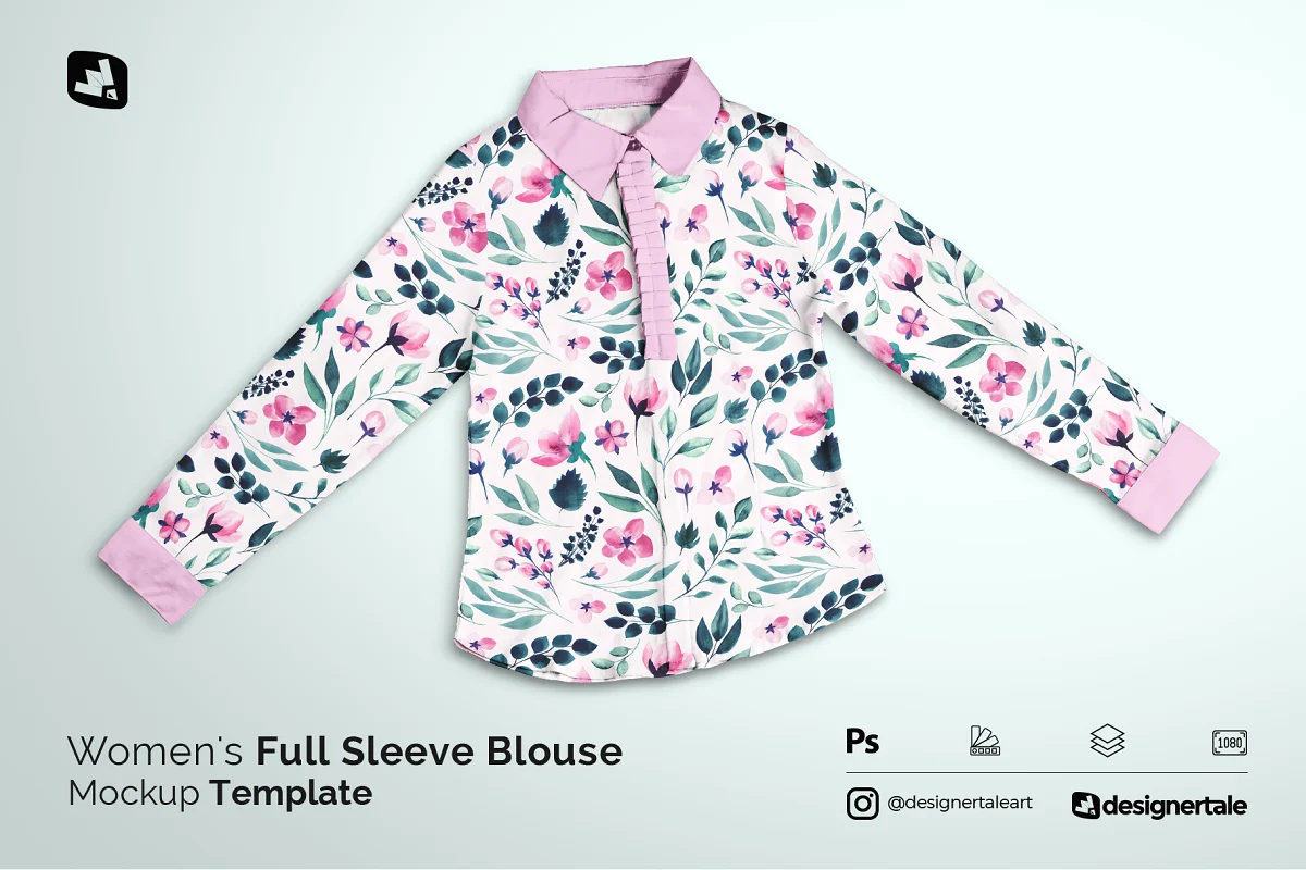 CreativeMarket - Women's Full Sleeve Blouse Mockup 5248494