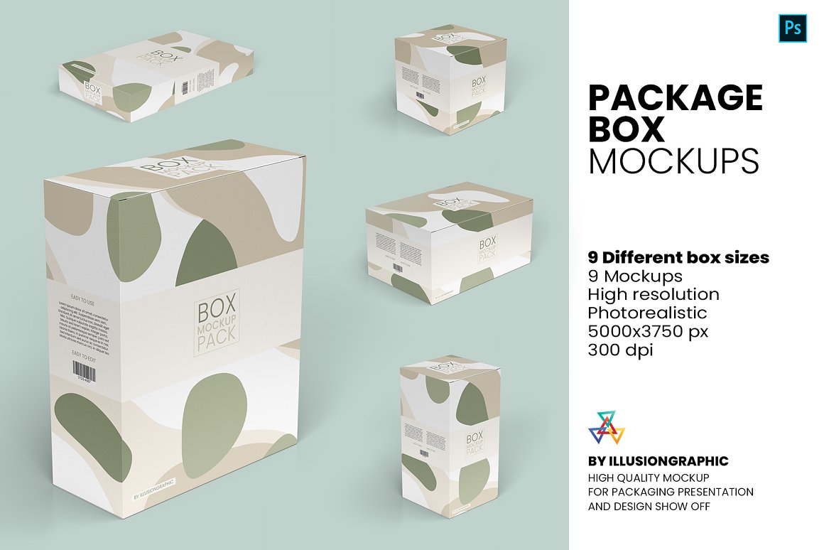 CreativeMarket - Package Box Mockups - 9 box sizes 5810193