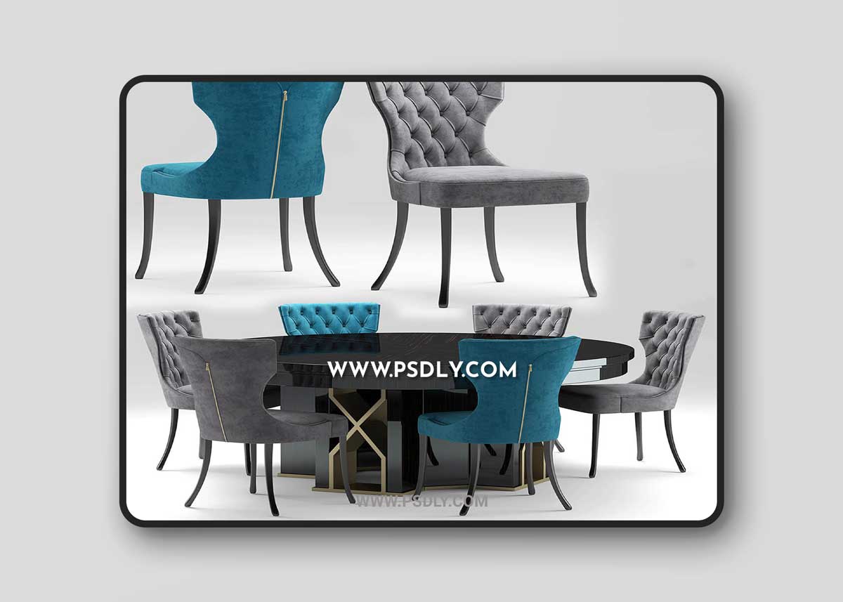 3D Models Adda Capitonne table & chair 4