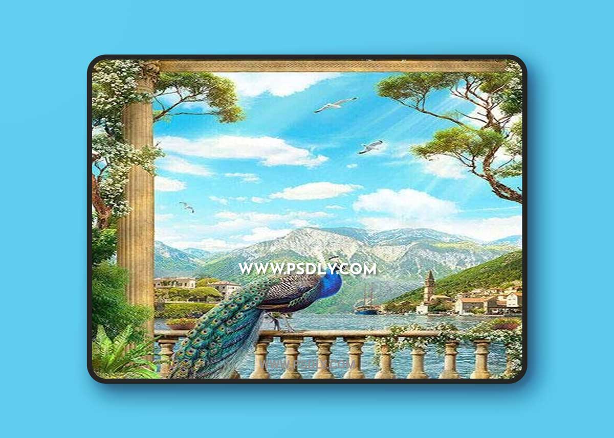 3D Texture with peacock and nature