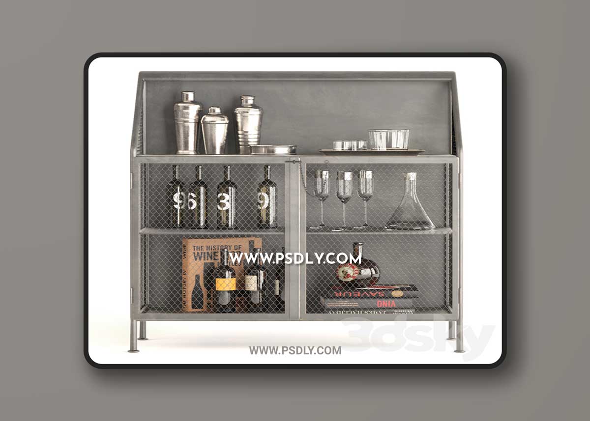 Bar Vintage French Factory Bar Cart