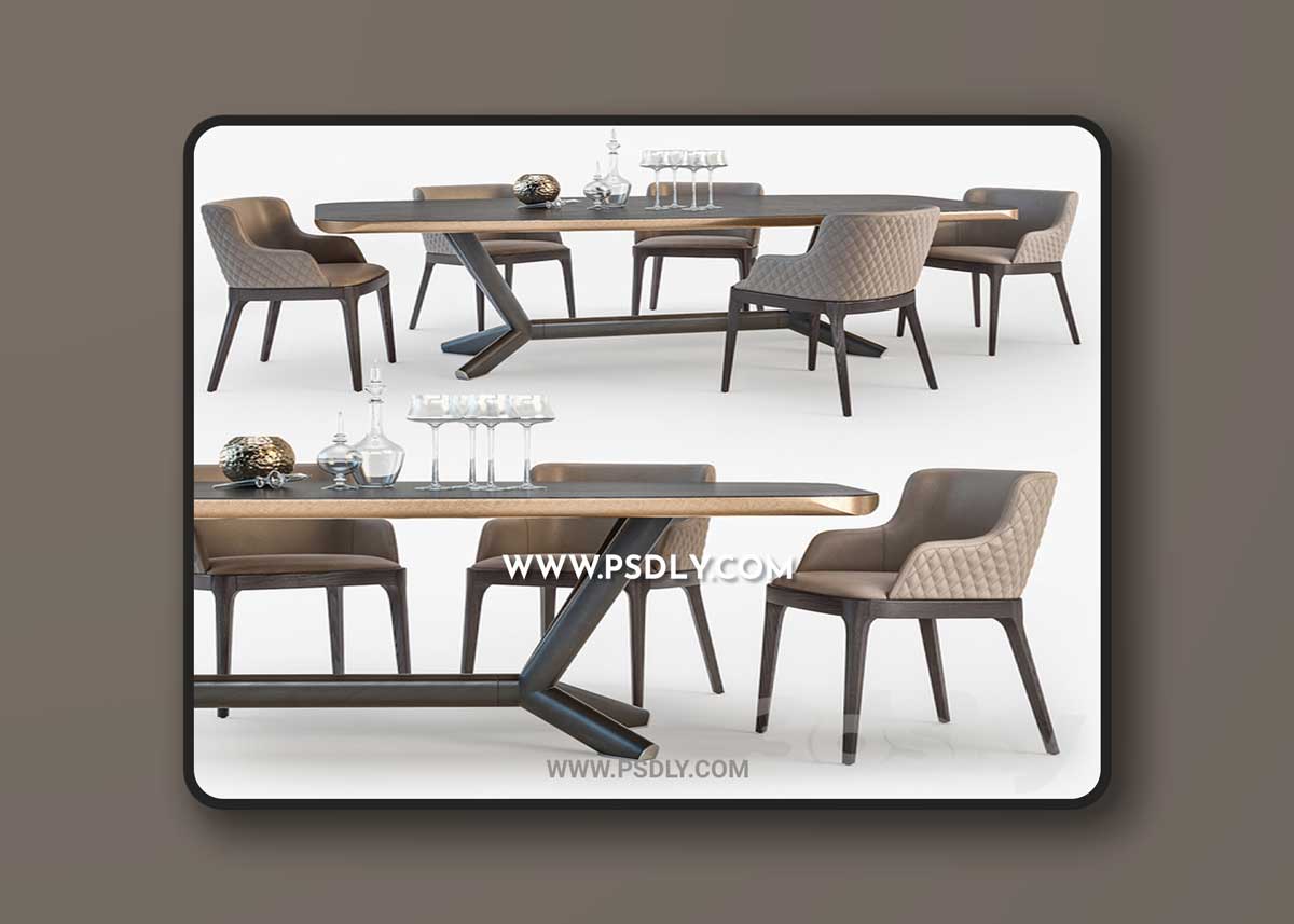 Cattelan Italia Planer table Magda armchair set01