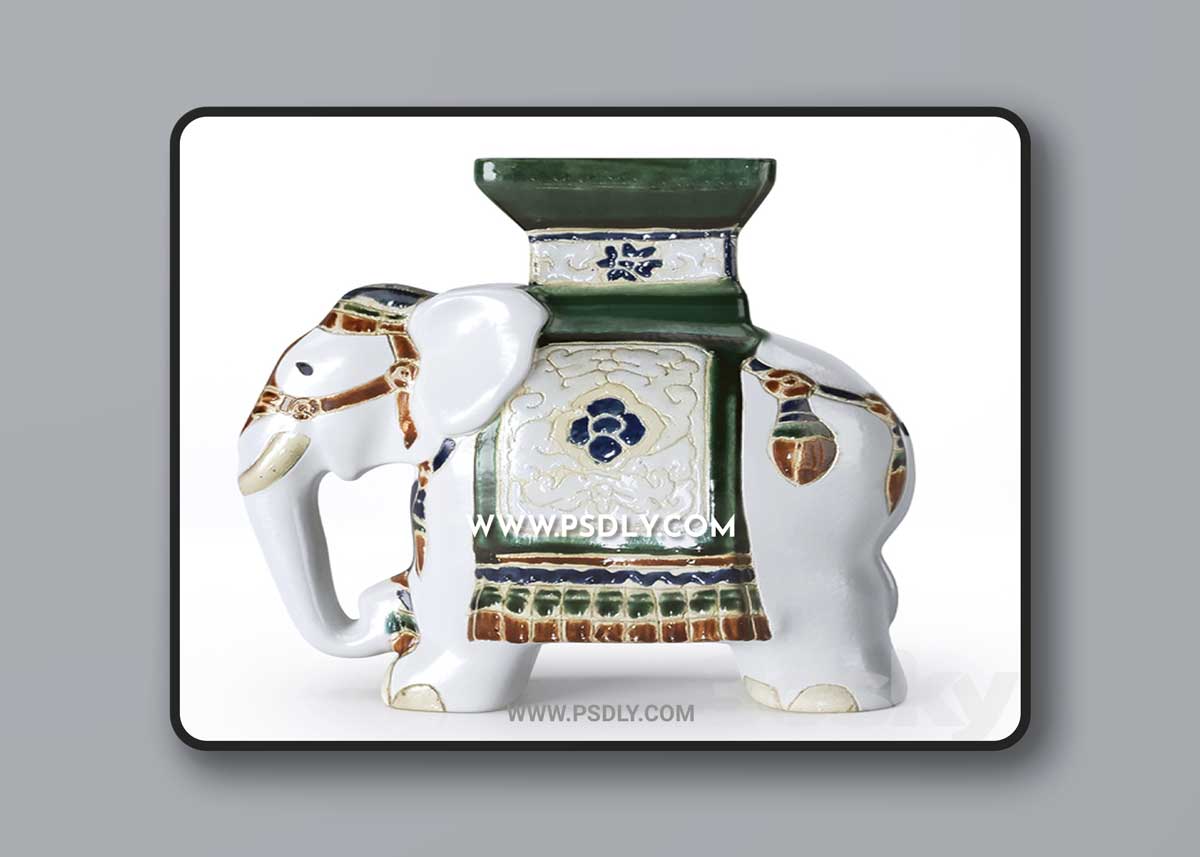 Ceramic Elephant Garden Stool 3D Model