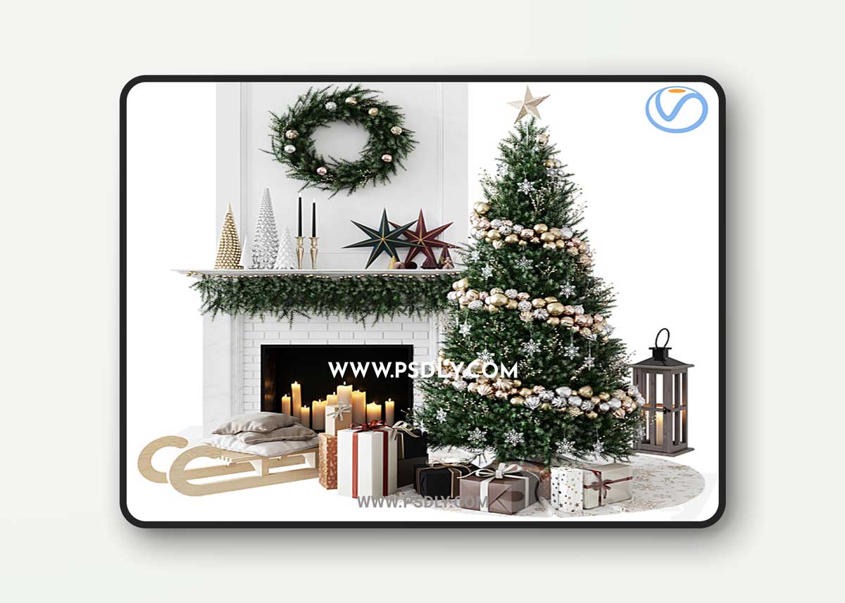 Christmas Decorative set sk_1 (Vray) 3D Model