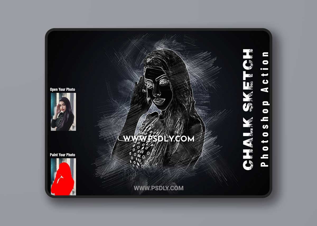 CreativeMarket - Chalkboard Sketch Photoshop Action 6792172