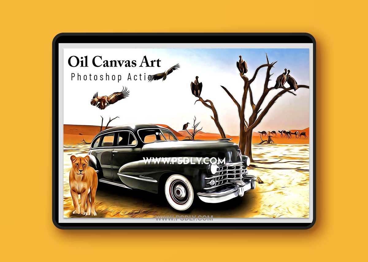 CreativeMarket - Oil Canvas Art Photoshop Action 6802764
