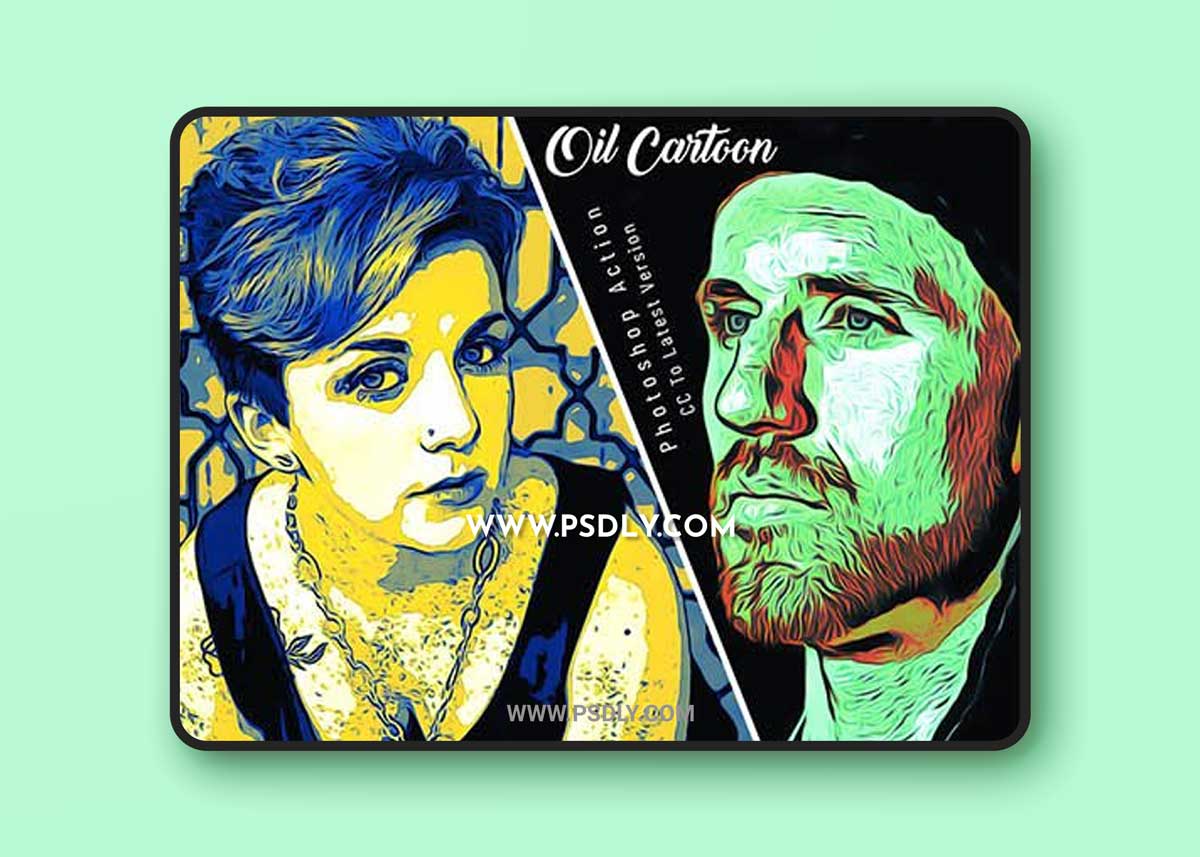 CreativeMarket - Oil Cartoon Photoshop Action 6873393