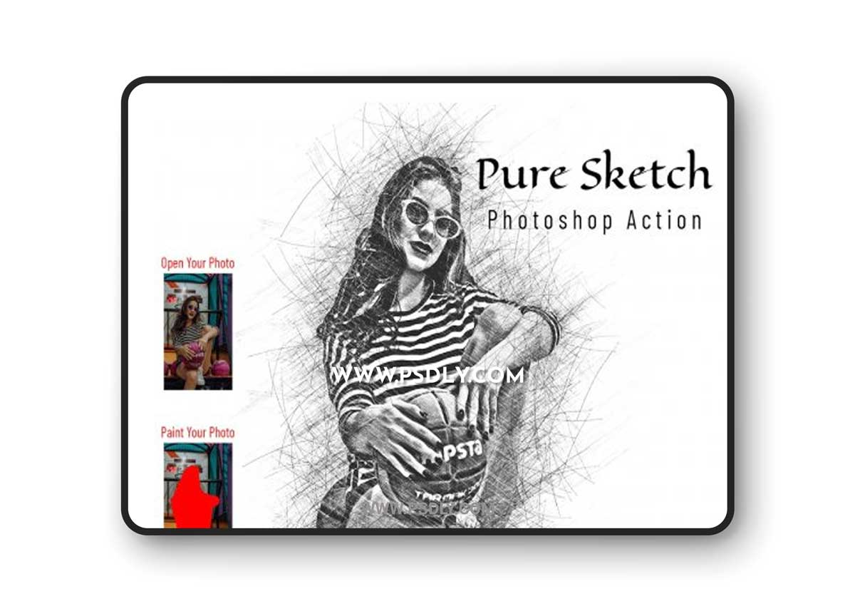 CreativeMarket - Pure Sketch Photoshop Action 6913633