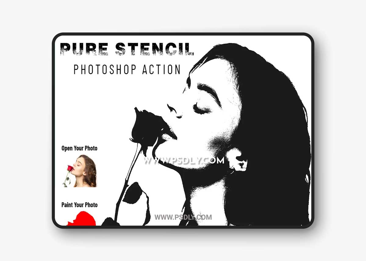 CreativeMarket - Pure Stencil Photoshop Action 6862870