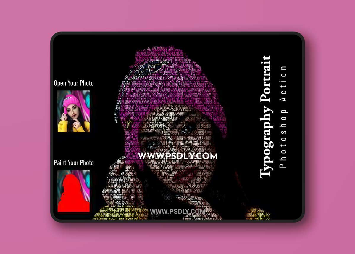 CreativeMarket - Typography Portrait Photoshop Action 6790314