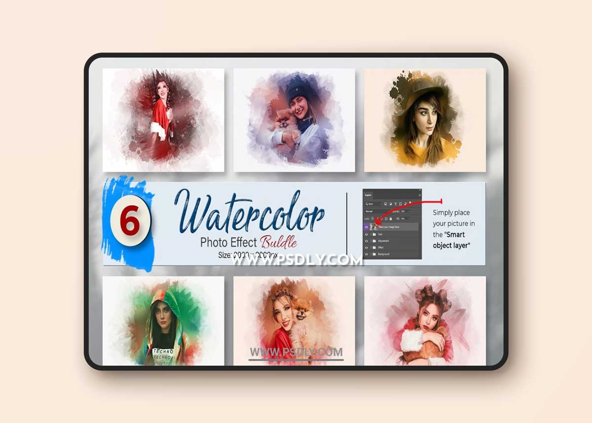 CreativeMarket - Watercolor Photo Effect Template 6850227