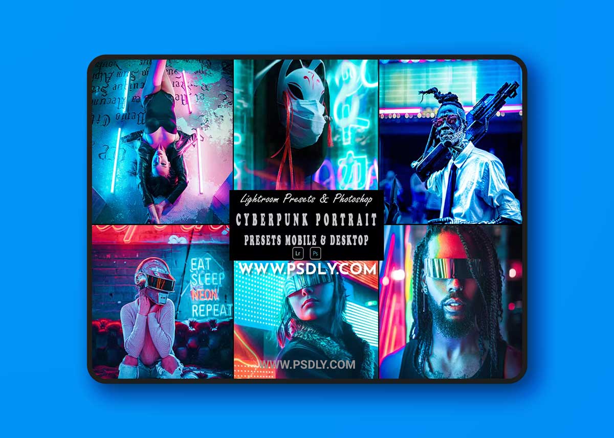 CyberPunk Portrait Photoshop Action & Lightrom