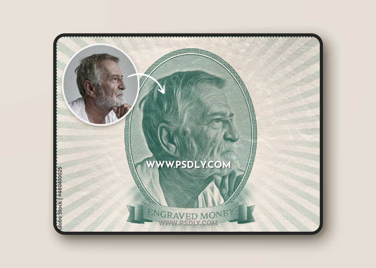 Engraved Bank Note Photo Effect Mockup 480410025