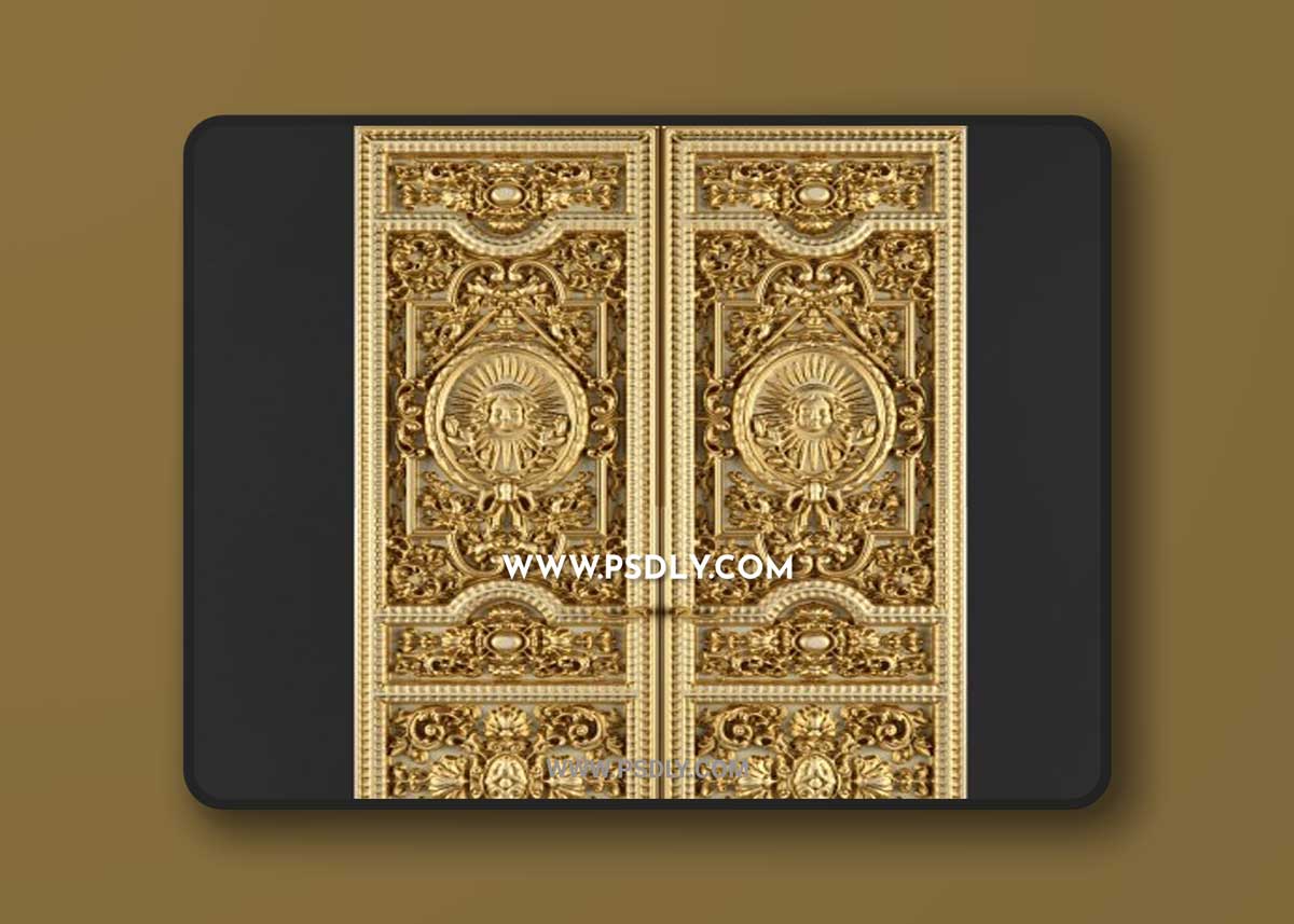 Luxury Classic baroque carved door 3D Model