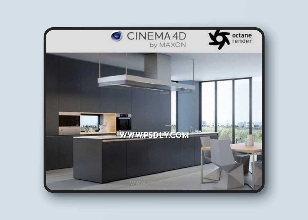 Octane – C4D Minimalist Kitchen Interior Scene