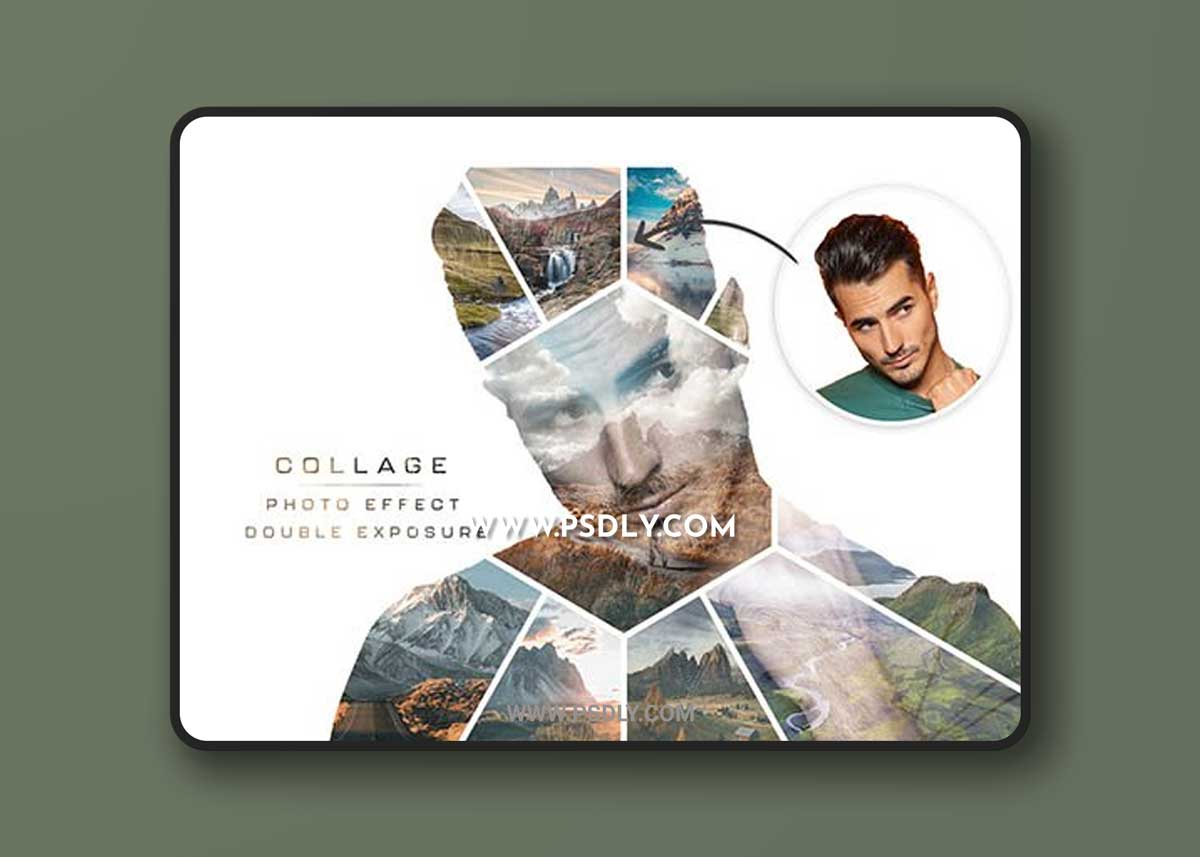 Photo Collage Double Exposure Effect Mockup 481695613