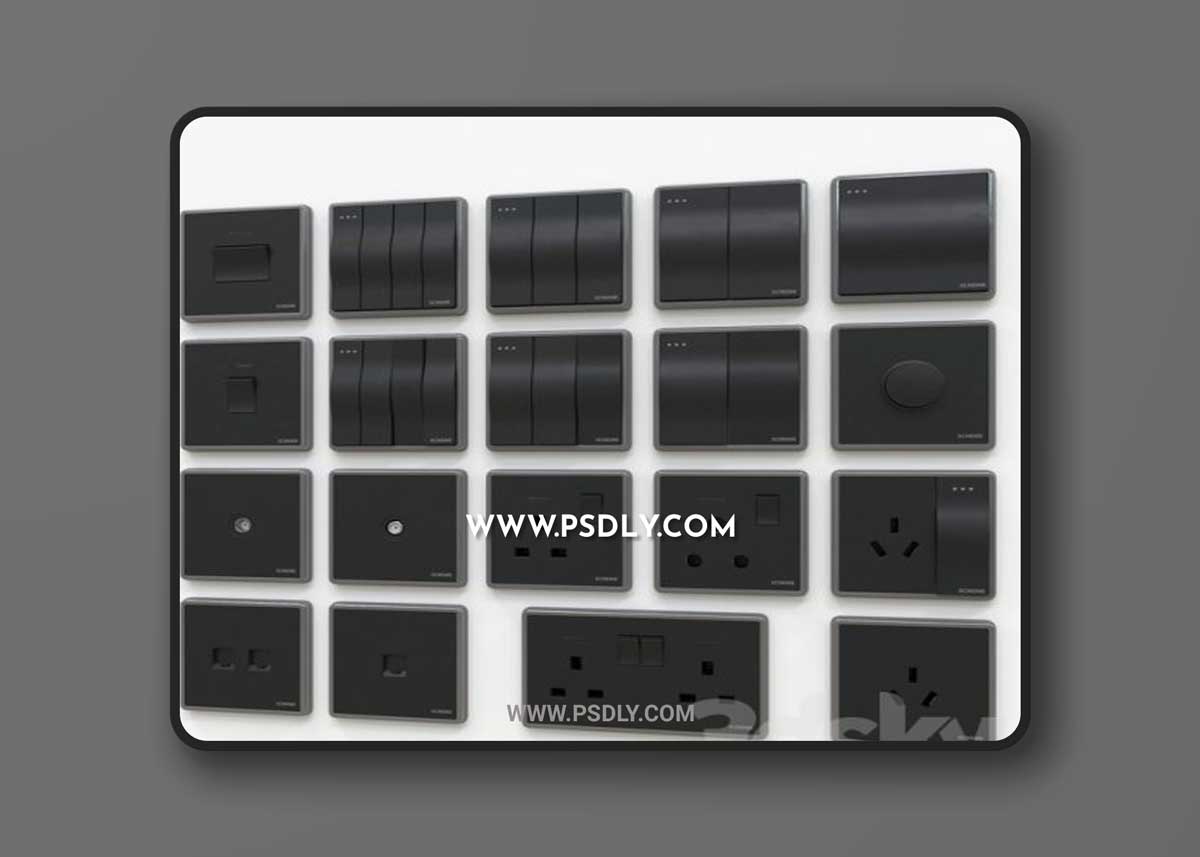 Scneme wall switches & sockets 3D Model