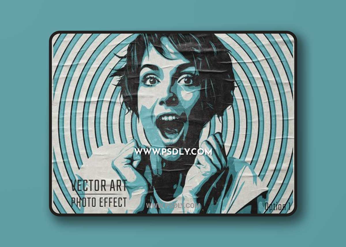 Vintage Vector Art Retro Photo Effect Mockup 480410035