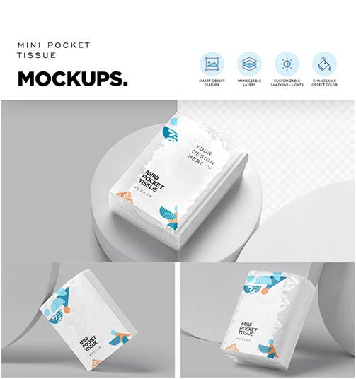 CreativeMarket - Pocket Tissue Pack Mockups 6859920