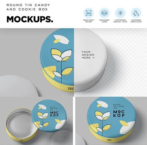 CreativeMarket - Round Tin Box Mockups 6859598