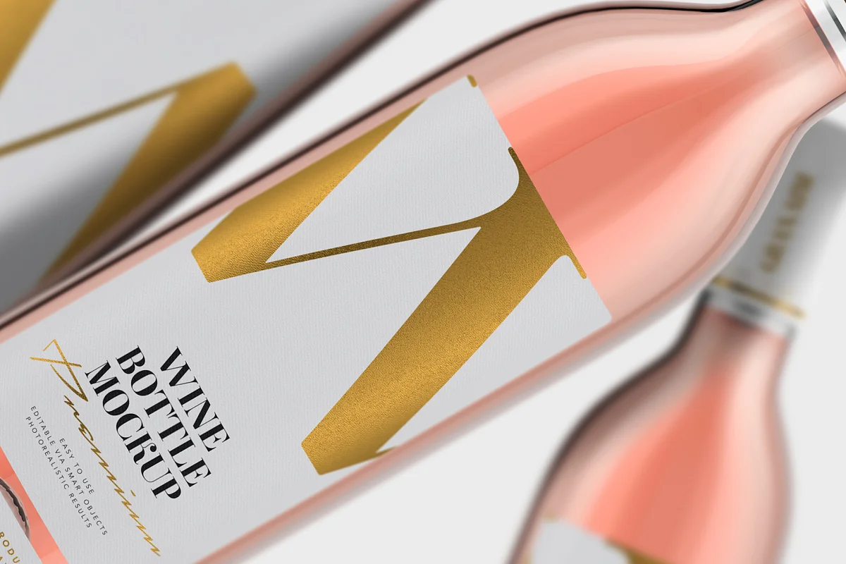 CreativeMarket - Rose Wine - Bottle Mockup - Textured 6503540