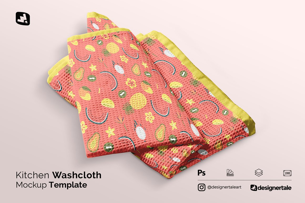CreativeMarket - Kitchen Washcloth Mockup 5137747