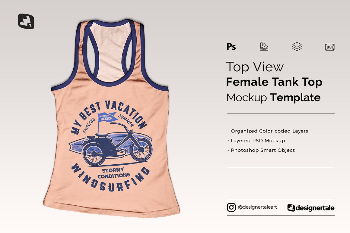 CreativeMarket - Top View Female Tank Top Mockup 5149657