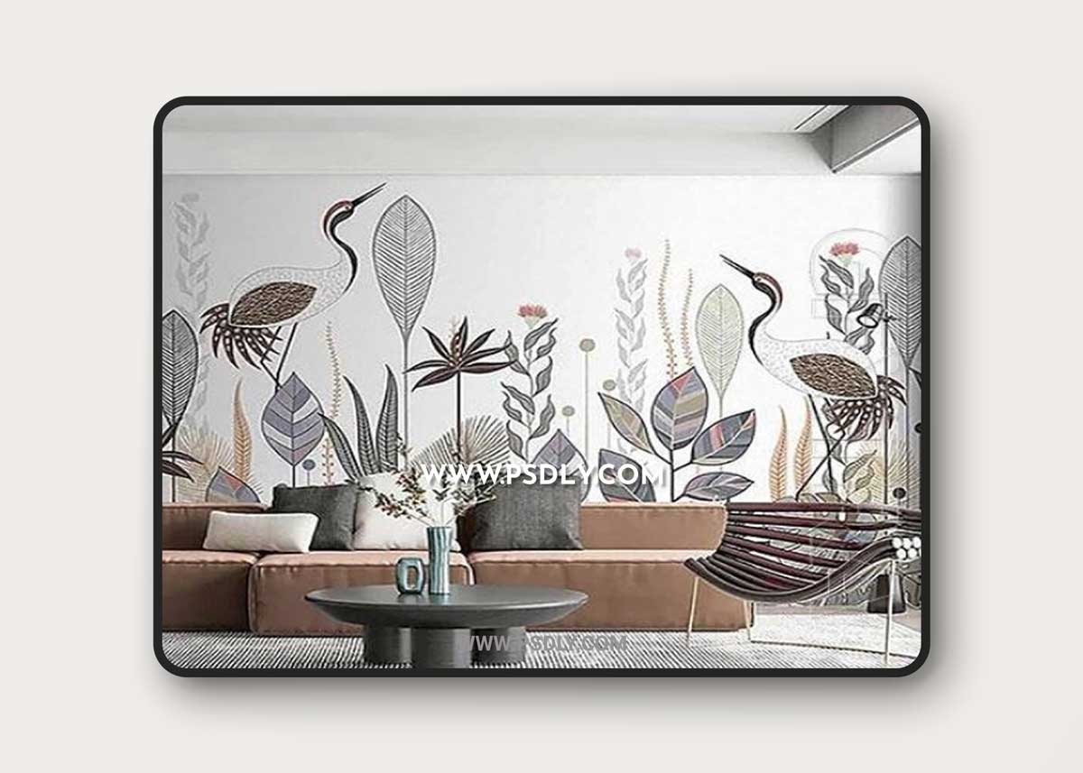 3D texture Birds and plants close up